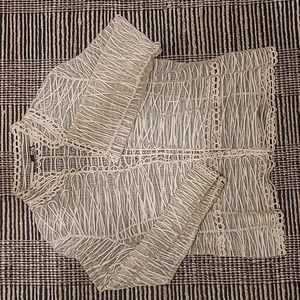 ALBERT NIPON SHEER EMBROIDERED LACE EVENING SHIRT JACKET